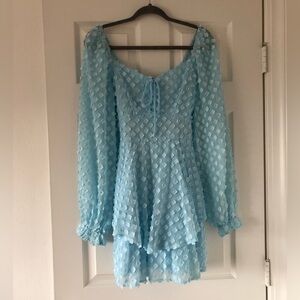 Mi ami Francesca’s Light Blue Babydoll mini date night dress